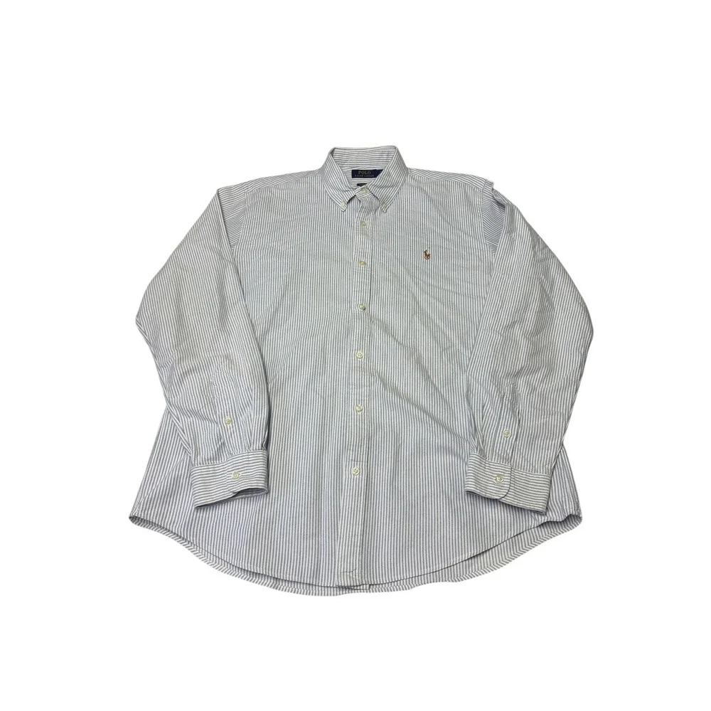 Polo Ralph‎ Lauren Mens XL Classic Fit Blue White Striped Button Down Shirt